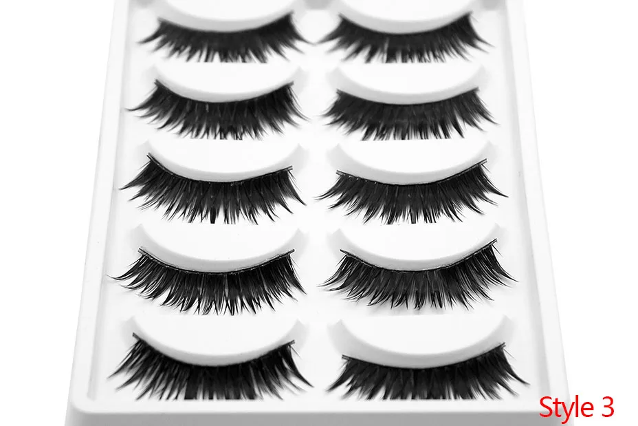 Kimcci 5 Pairs 6 Style Mink Lashes 3D Mink Eyelash Handmade Reusable Natural Faux Eyelashes Cruelty free False Lashes Cilia