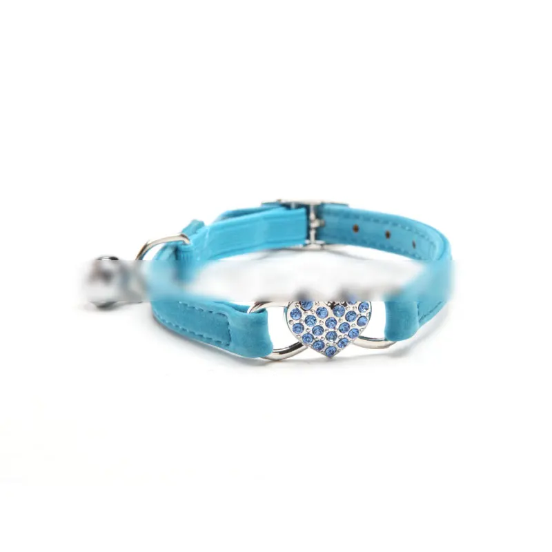 Heart Charm And Bell Cat Collar Safety Elastic Adjustable With Soft Velvet Material 5 Colors Pet Product Small Dog Kitten Collar
