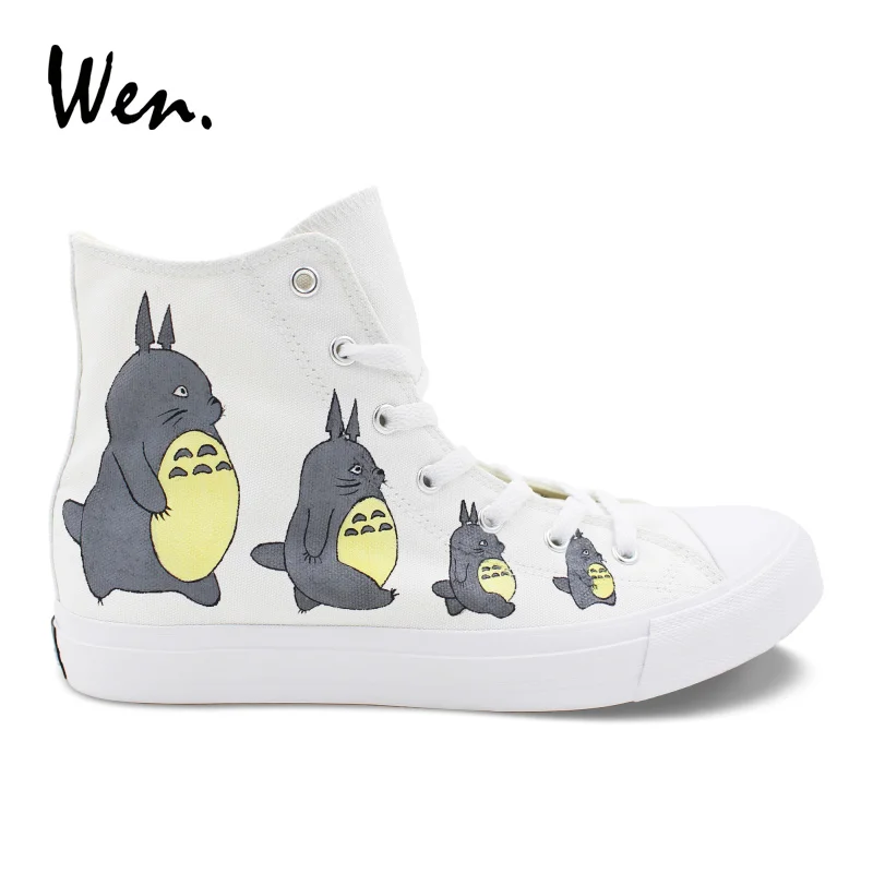 

Wen Design Anime Hand Painted Shoes My Neighbor Totoro High Top Unisex Canvas Sneakers White Boy Girl Cosplay Plimsolls Zapatos