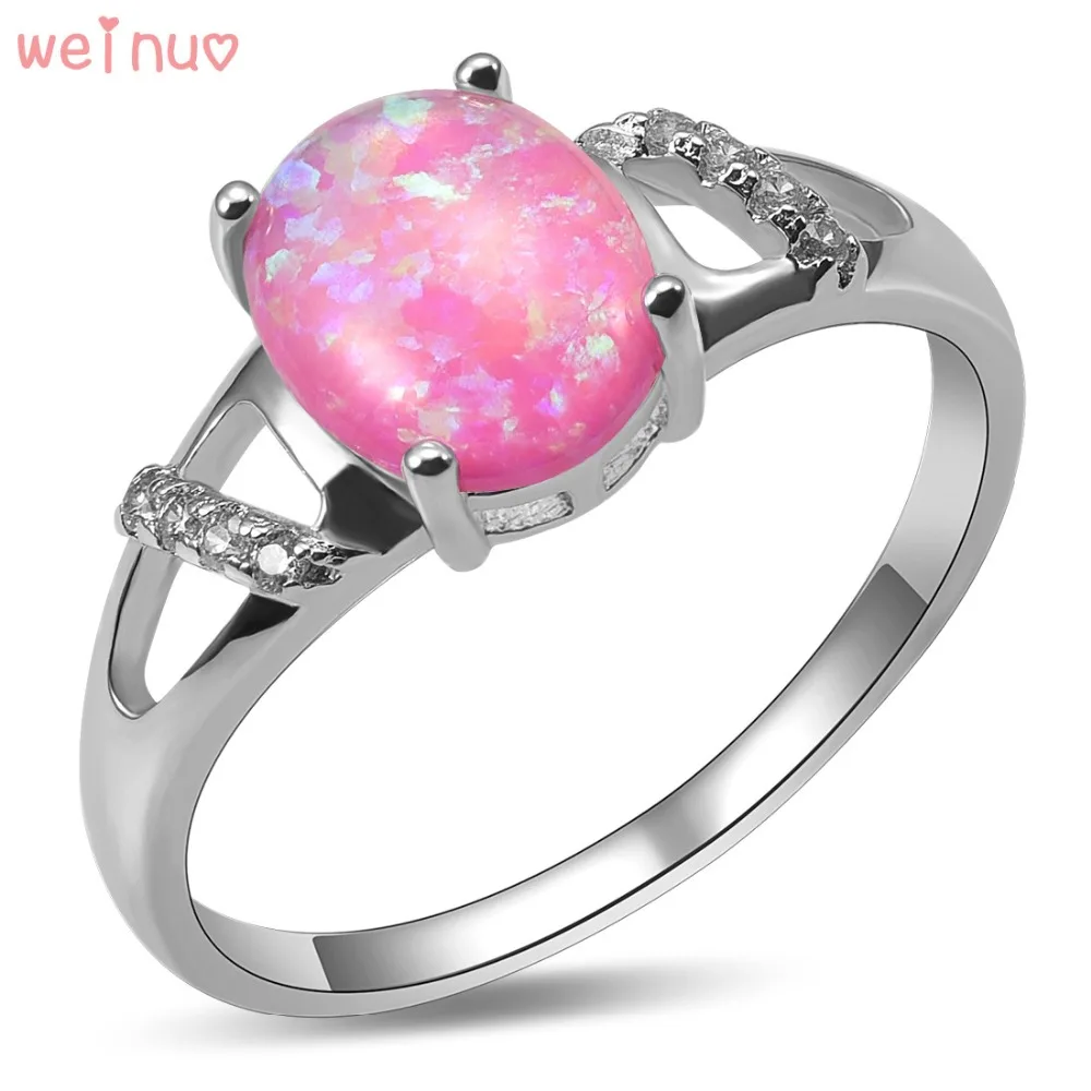 Женское кольцо из серебра 925 пробы с розовым огненным опалом|ring size|ring size 5crystal ring |