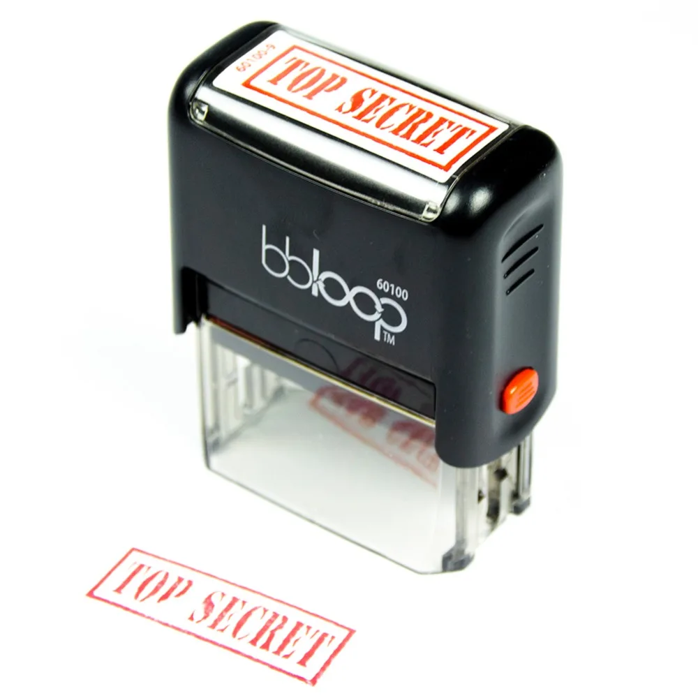 BBloop штамп TOP SECRET Самонастраивающийся прямоугольный. Лазерная гравировка.