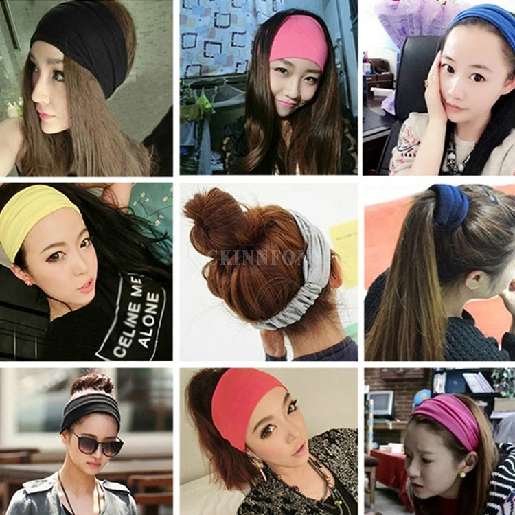 

200Pcs/Lot Chic Ladies Letter Sports Yoga Sweatband Gym Stretch Headband Hair Band