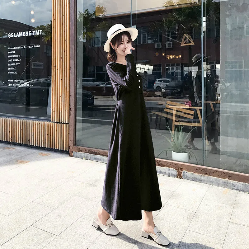 Осень зима 2018 хлопковые платья для беременных и кормящих матерей Одежда женщин