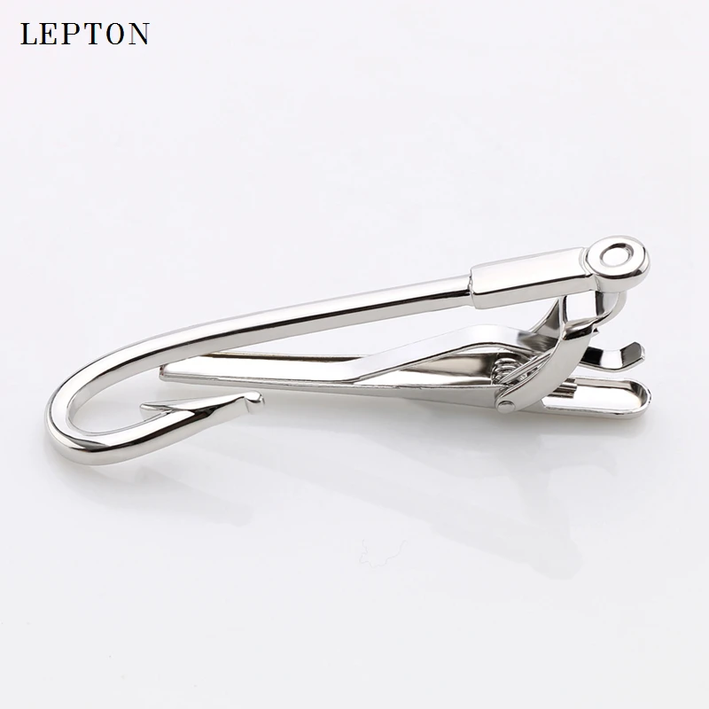

Hot Sales Silver color Hook Tie Clips For Mens Lepton Top Quality bright Interest Hook Design Tie Bar Wedding Slim Tie Clip