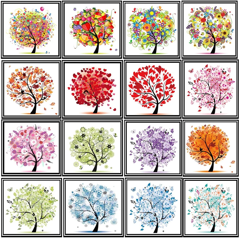 100% полная Алмазная 5D картина своими руками сезоны дерево вышивка крестиком