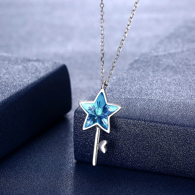 Lekani кристаллы от Swarovski синий фиолетовый звезда ожерелье с подвеской в виде ключа