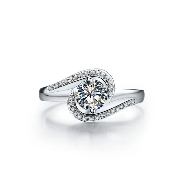 0.5Ct превосходное роскошное кольцо синтетическое с бриллиантом для женщин
