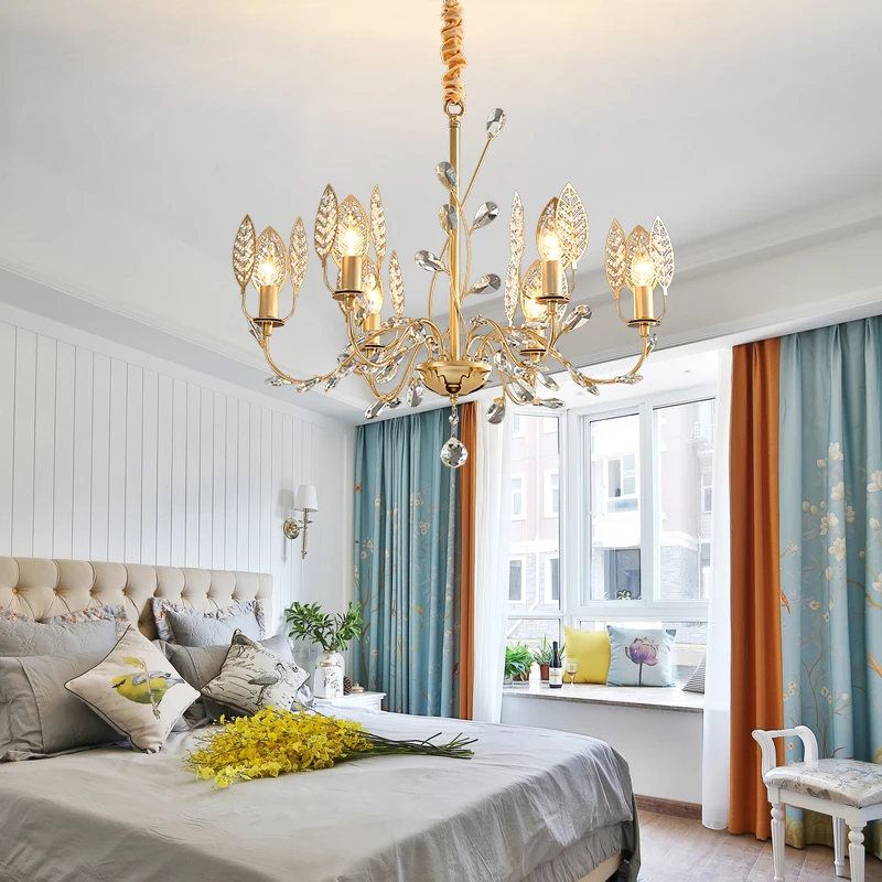 Современная светодиодная люстра с золотым гальваническим листом Lustre K9 Cristal