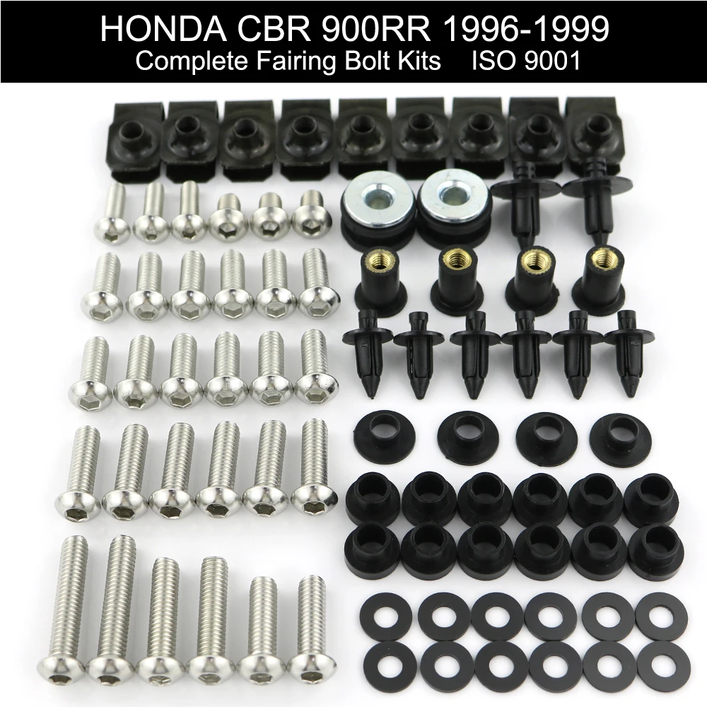 Fit For Honda CBR 900RR CBR900RR 1996-1999 Motorcycle Complete Fairing Bolts Kit Covering Bolts Clips Nuts Stainless Steel