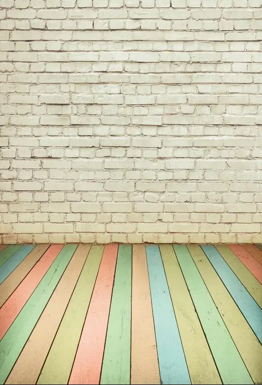 {Все размеры} деревянный пол и белый кирпич фон для фотосъемки фотостудии обои
