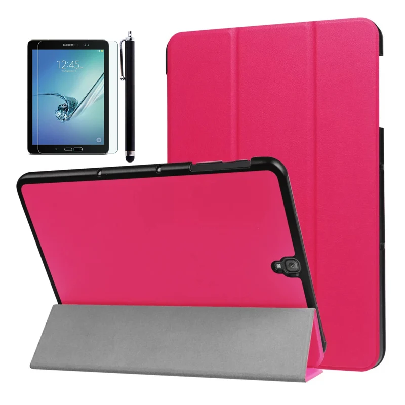 RoseRed CucKooDo ультра тонкий смарт-Корпус чехол-подставка для Samsung Galaxy Tab S3 9,7 дюймов(SM-T820/T825)+ стилус+ Экран пленка - Цвет: RoseRed