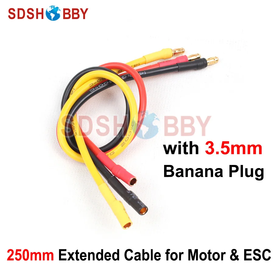 

Motor & ESC Extended Cable 14AWG Silicone Cable 250mm Extension Cable Wire with 3.5mm Banana Plug Airplane Multicopter Accessory