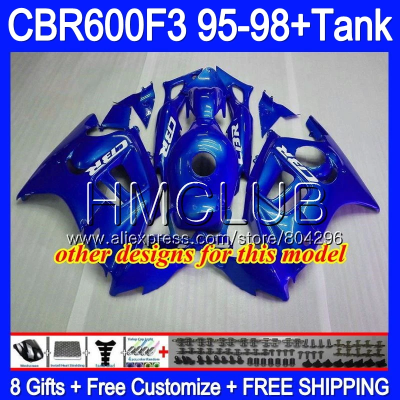 Корпус обтекателя для HONDA CBR 600F3 FS 600 F3 95 96 97 98 59HM.9 CBR600FS CBR600 CBR600F3 глянцевый черный 1995