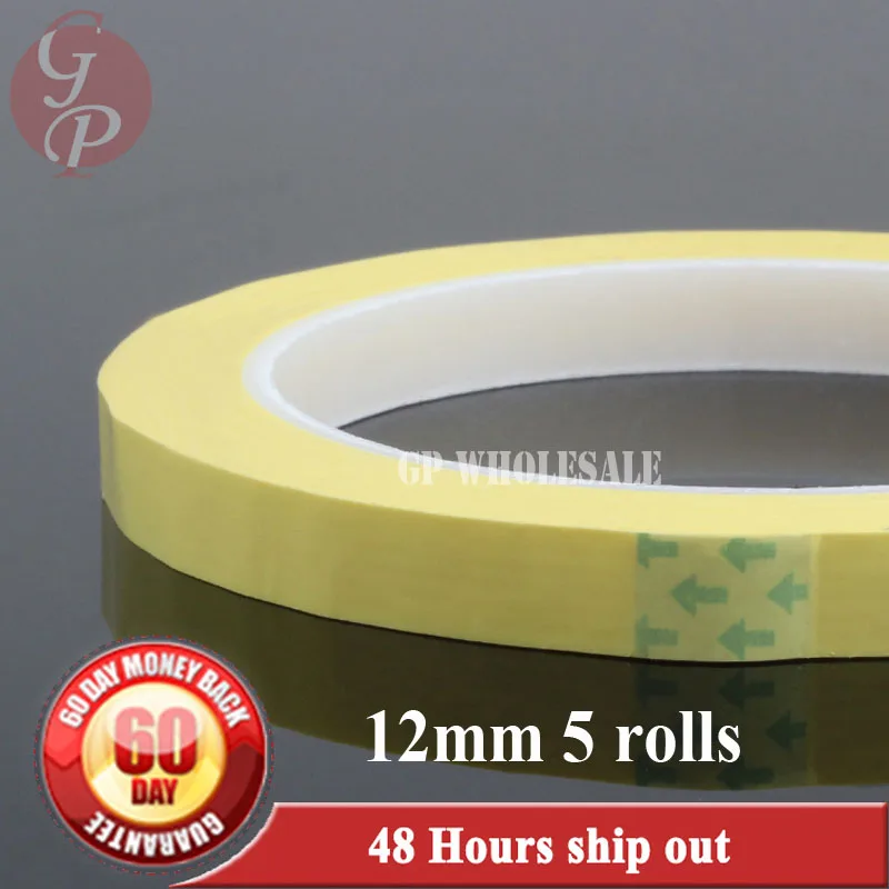 

5x 12mm*66M*0.06mm PET High Temperature Withstand Insulate Anti-Flame Adhesive Mylar Tape for Transformer Coil Wrap Yellow #03