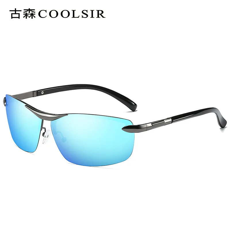 grey-blue Бренд Дизайн Модные солнцезащитные очки Для мужчин Polarized Pilot Хамелеон фотохромизм с антибликовым покрытием очки, день и ночь для вождения мужские солнцезащитные очки - Цвет линз: grey-blue
