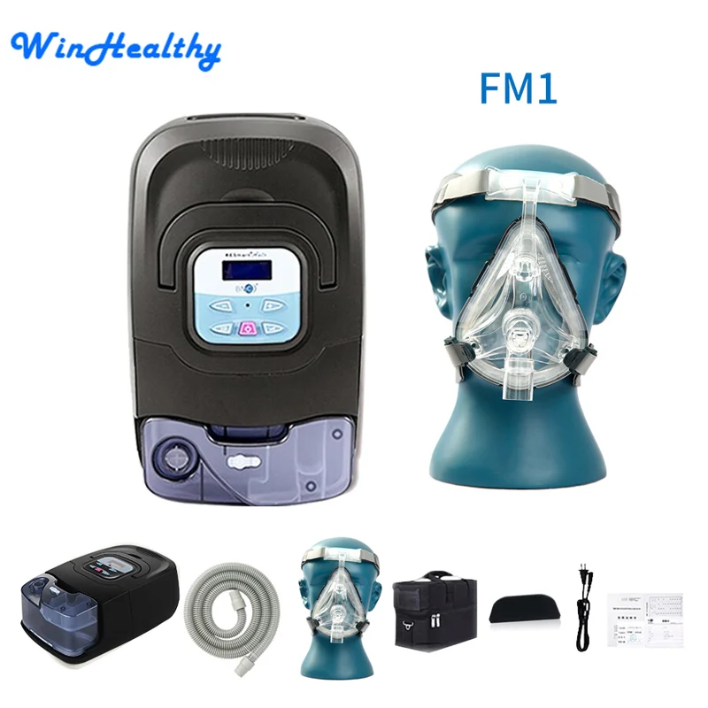 With Mask FM1 Win Healthy BMC CPAP/APAP/аппарат искусственного дыхания с полной лицевой маской или назальная маска для сна и храпа синдрома апноэ сна SAS - Цвет: With Mask FM1