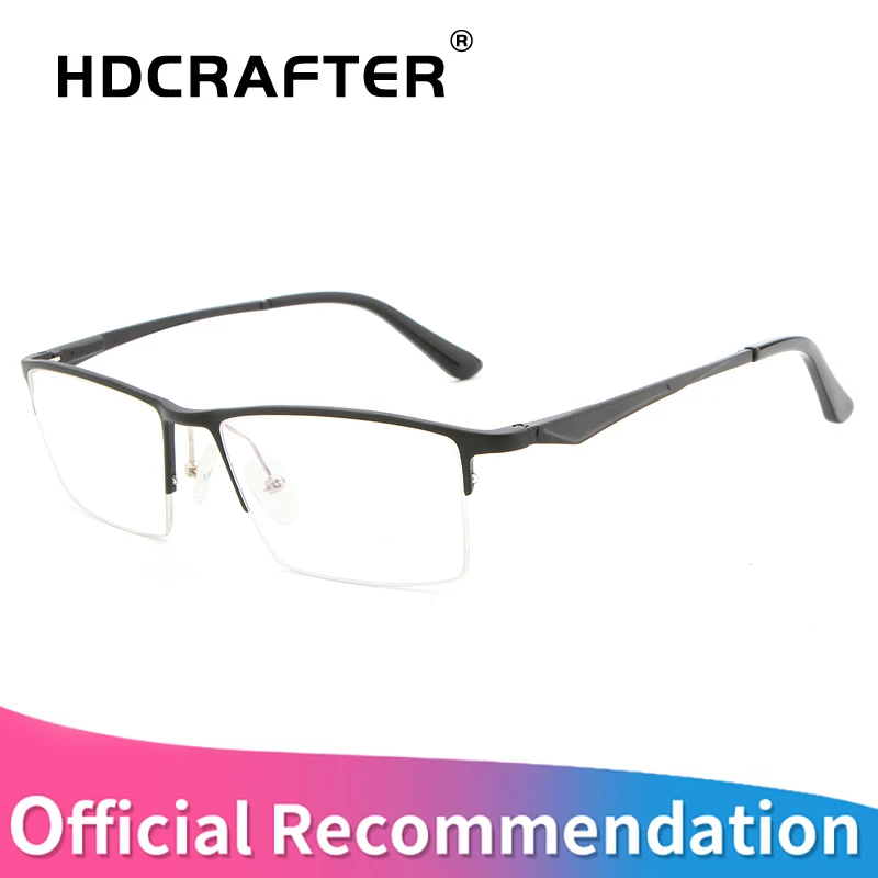HDCRAFTER алюминиево-магниевая оправа для очков, Женские оправы для очков по рецепту, мужские оправы для очков, женские роскошные оптические оправы - Цвет оправы: BLACK