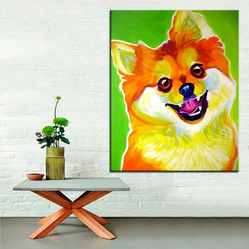 Large size Print Oil Painting pomeranian tiger Wall painting Home Decorative Art Picture For Living Room paintng No Frame | Дом и сад
