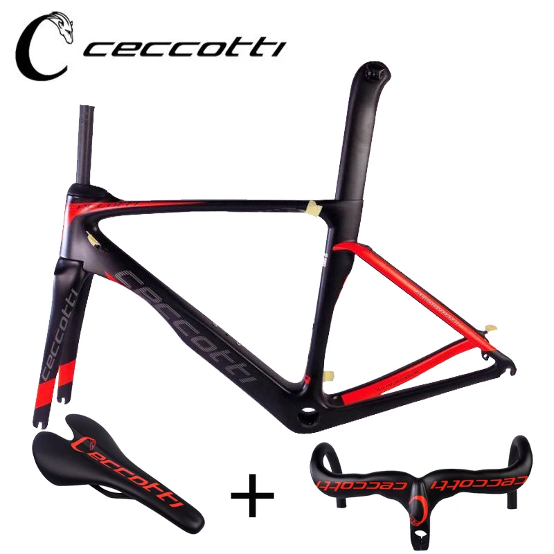 Карбоновая дорожная рама CECCOTTI брендовая велосипедная Рама + руль седло