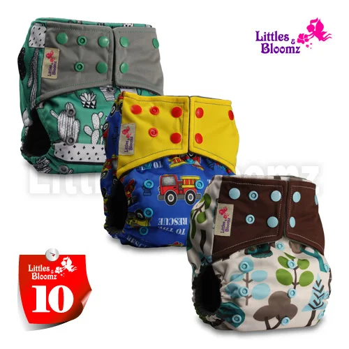 [Littles и Bloomz] 3 шт./компл. бамбуковый уголь моющиеся реальные тканевые карманные подгузники, 3 Подгузники/подгузники и 0 вставка в одном наборе - Цвет: 10