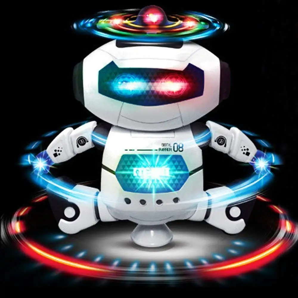 

Electronic Walking Dancing Robot Toy for Kids, Flashing Lights, 360 Body Spinning, Toddlers Bosys Girls Fun Toy Figure