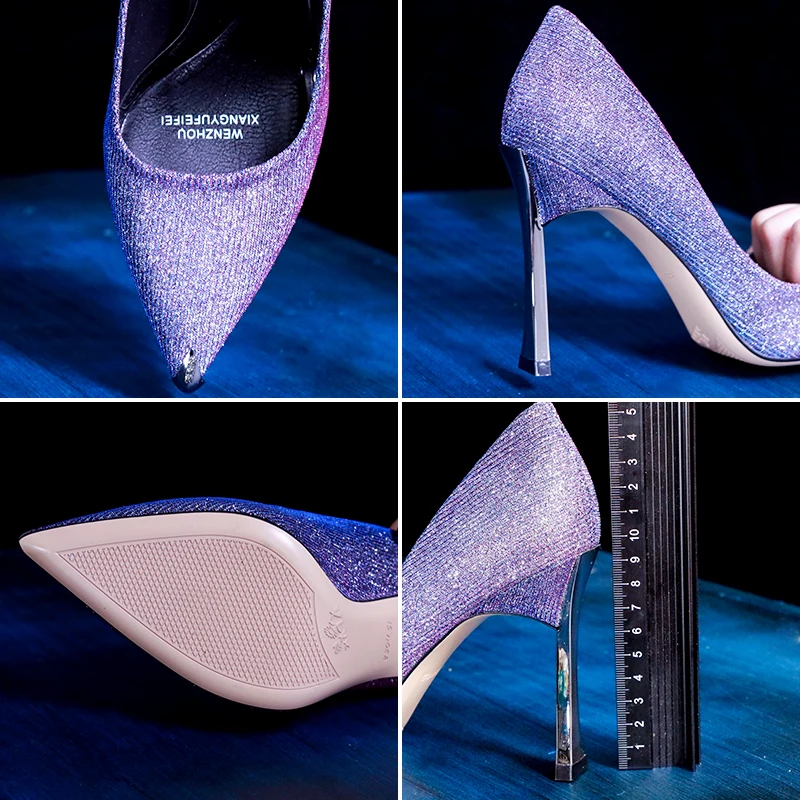Женские туфли на высоком каблуке шпильке с блестками|Женские туфли| |