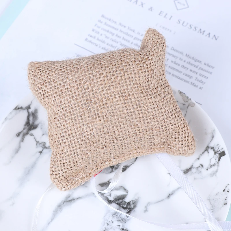 Женская кружевная подушка с бантом и кольцом для свадьбы винтажная из джута | Дом