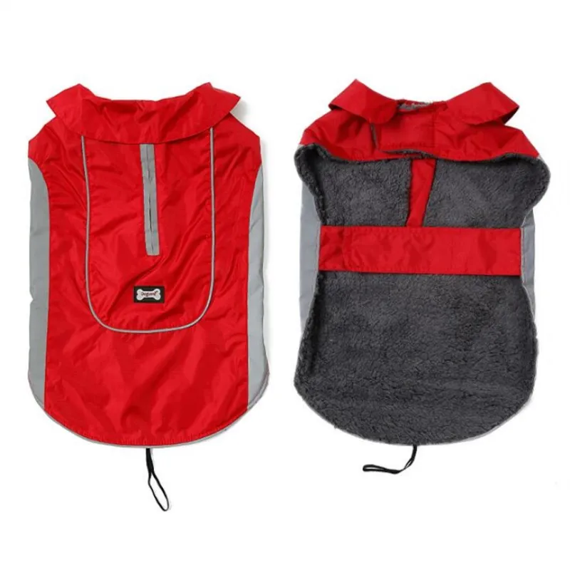 Dog Raincoat Waterproof clothes Outdoor Rain Coat Jacket Fleece Warm Reflective For Small Medium Large Dogs | Дом и сад