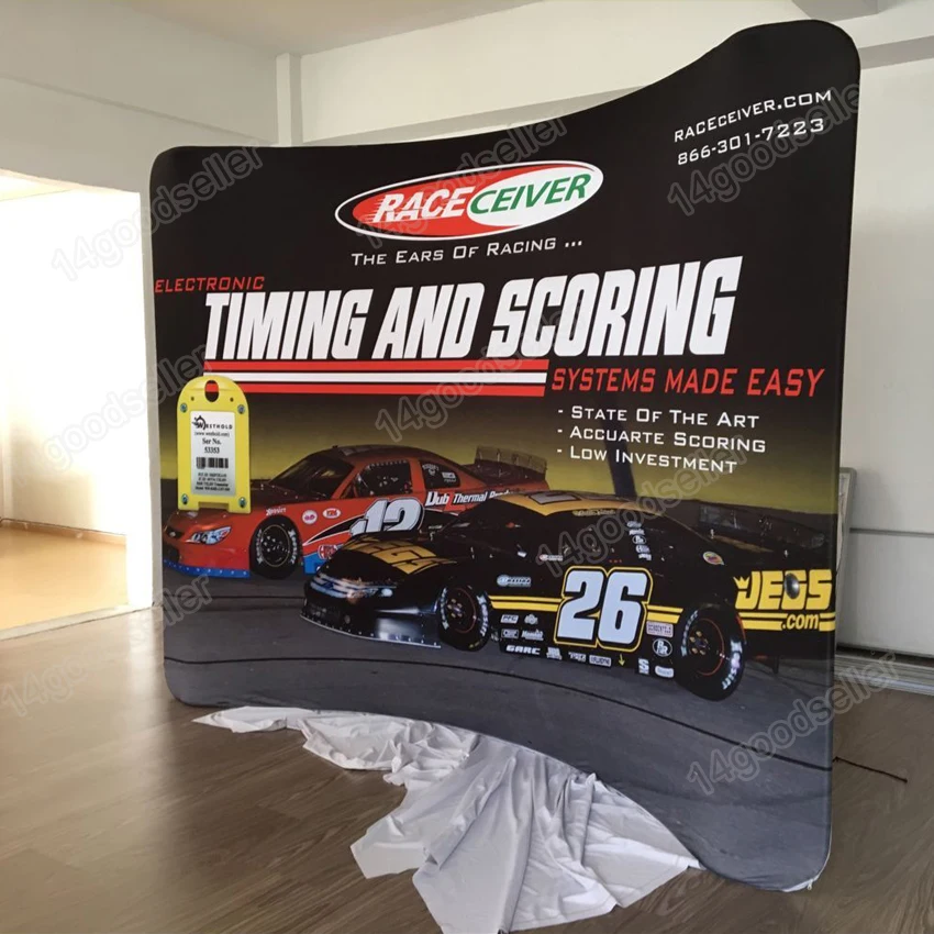 Портативная изогнутая Натяжная ткань 10 футов система выставки выдвижная баннер