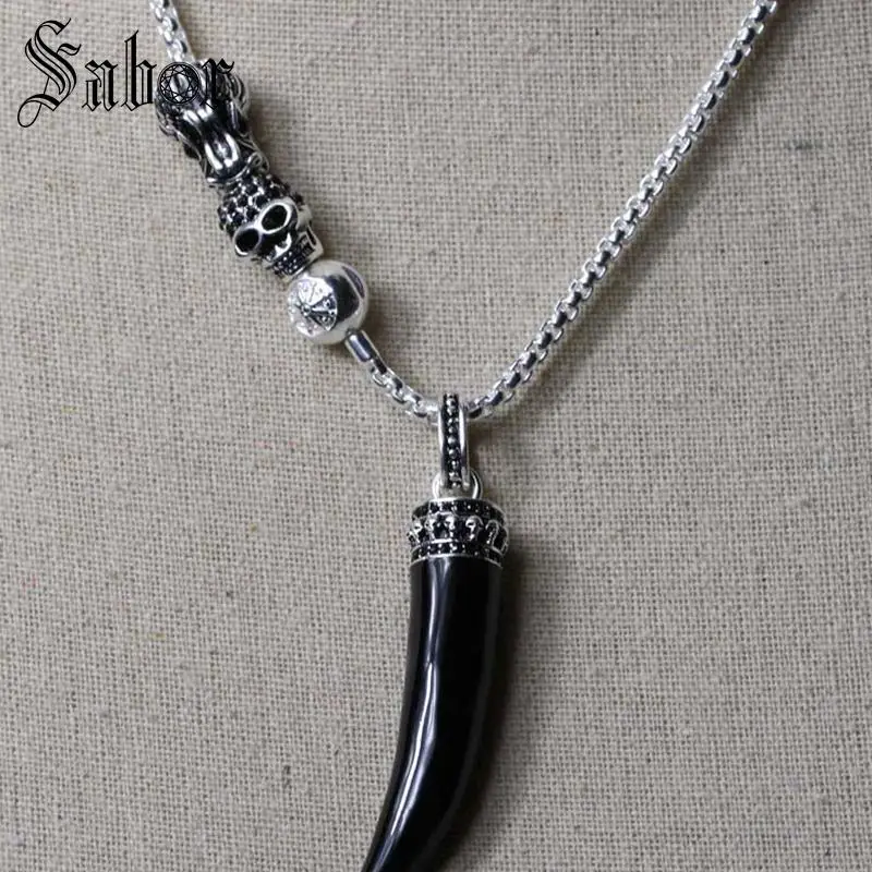 Necklace Tiger Tooth Gift For Women &amp Men Female Rebel Bead silver color Fashion Jewelry Wholesale thomas | Украшения и