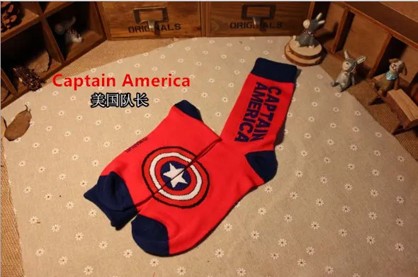 captain american-1 Marvel носки из комиксов Дэдпул Каратель мультфильм гольфы для женщин мужчин носки для девочек Железный человек Капитан Америка человек паук повсе - Цвет: captain american-1