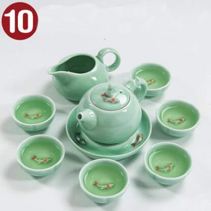 10 Чайный набор TANGPIN longquan celadon с рыбками, керамический чайник, керамическая чайная чашка, китайский чайный набор кунг-фу, посуда для напитков - Цвет: 10