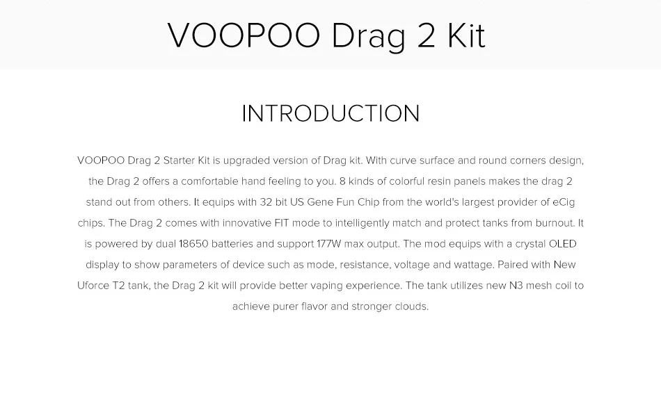 VOOPOO DRAG 2 Коробка мод 5 мл Uforce T2 Танк Uforce U2 N3 катушка 177 Вт максимальный выход Электронная сигарета против Voopoo Drag Mini