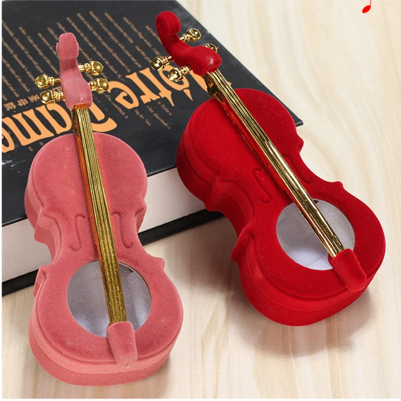 

Violin Velvet Earring Ring Necklace Jewelry Gift Box Display Organizer Earring Ring Necklace Gift Trinket Storage Accessory