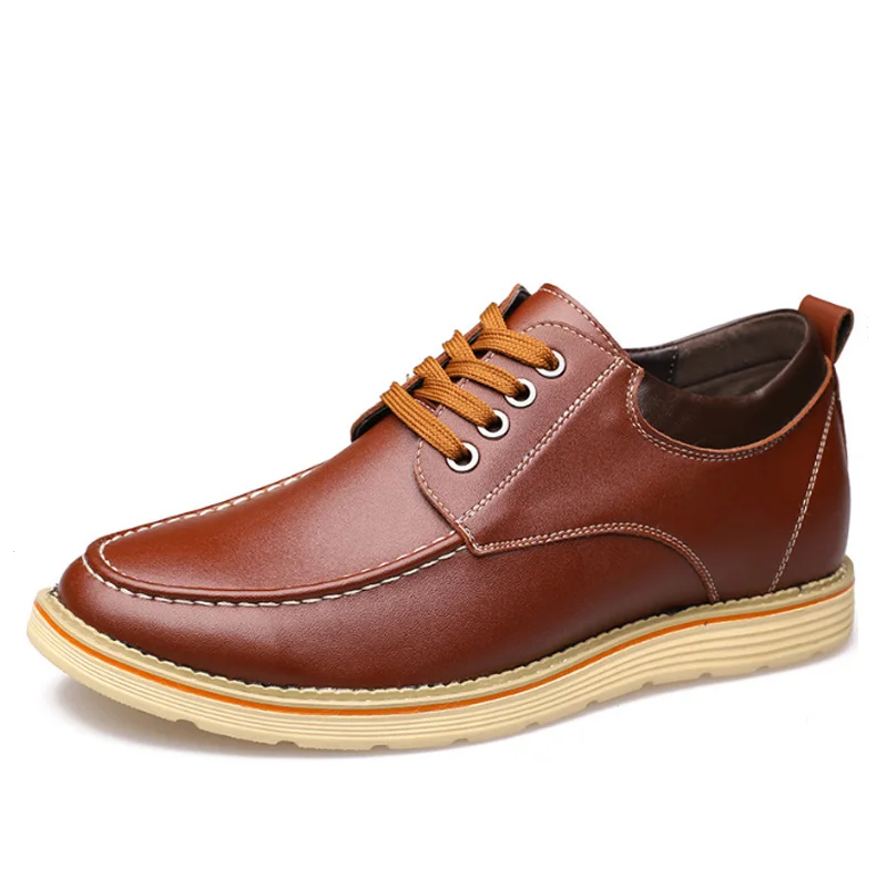 Tangnest Men Split Leather Casual Dress Shoes Lace Up Breathable Elavator 6CM Height Increasing Fashion XMR2787 | Обувь