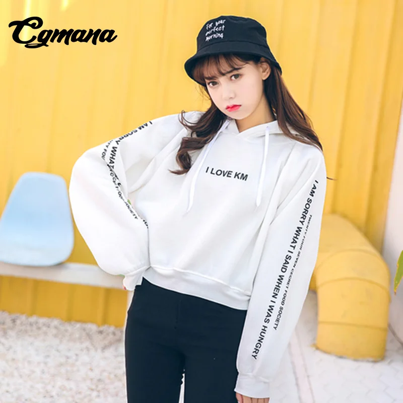CGmana Harajuku Толстовка для Для женщин свитер с капюшоном 2018 Ulzzang принтом букв хип хоп