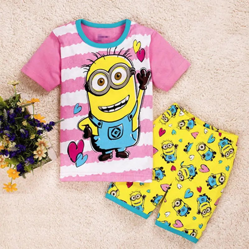 Baby Girls Sleepwear Boys Minions Pajamas Suits Cotton Kid Pyjamas Cartoon Toddler Nightwear Clothing Set Soft Children | Детская одежда