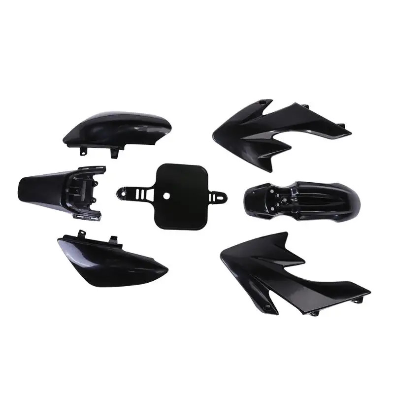 Guardabarros de plástico para motocicleta Honda CRF50 Flying Eagle, cubierta de carenado, color negro, juego de 7 unids/set