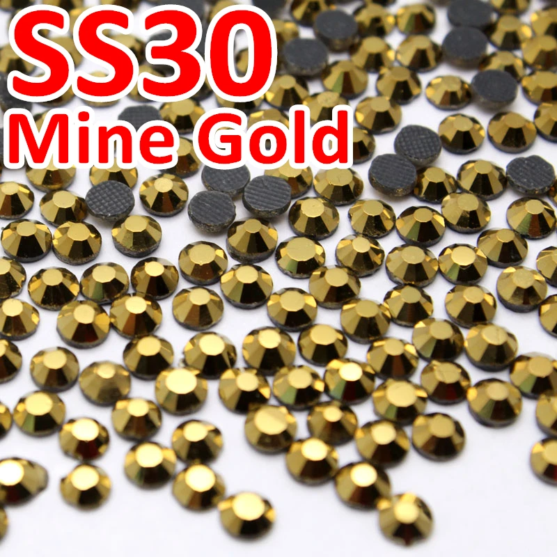 SS30 6 4-6 мм 288 шт./пакет Aurum Mine Gold DMC Стеклянные стразы горячей фиксации с плоским