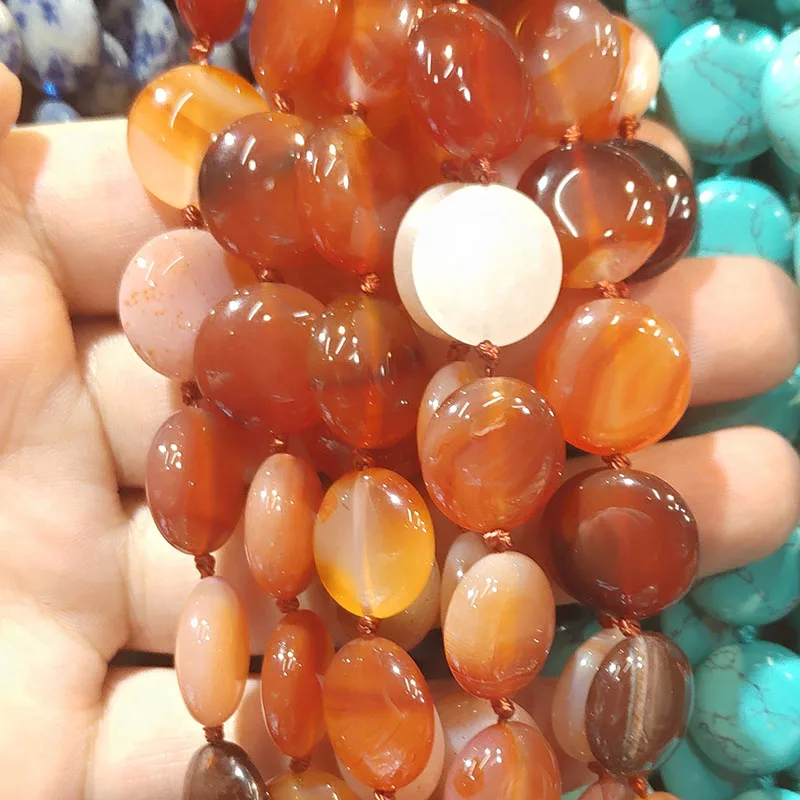 Red Agate Натуральный камень ожерелье тигр глаз камень ожерелье с кварцевым камнем 24 цвета на выбор 16x16 18 дюймов - Окраска металла: Red Agate