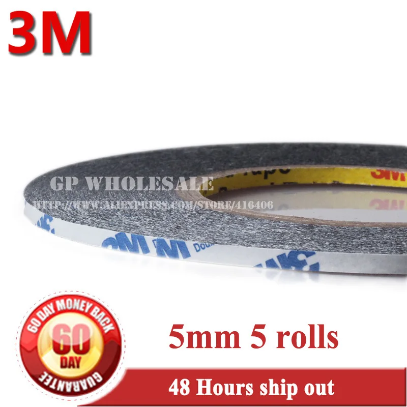 

5x 5mm*50 Meters 3M 9448 Black double sided Adhesive Glue Tape Repair For phone Digitizer Touch Screen lens LCD 0.15mm thickness