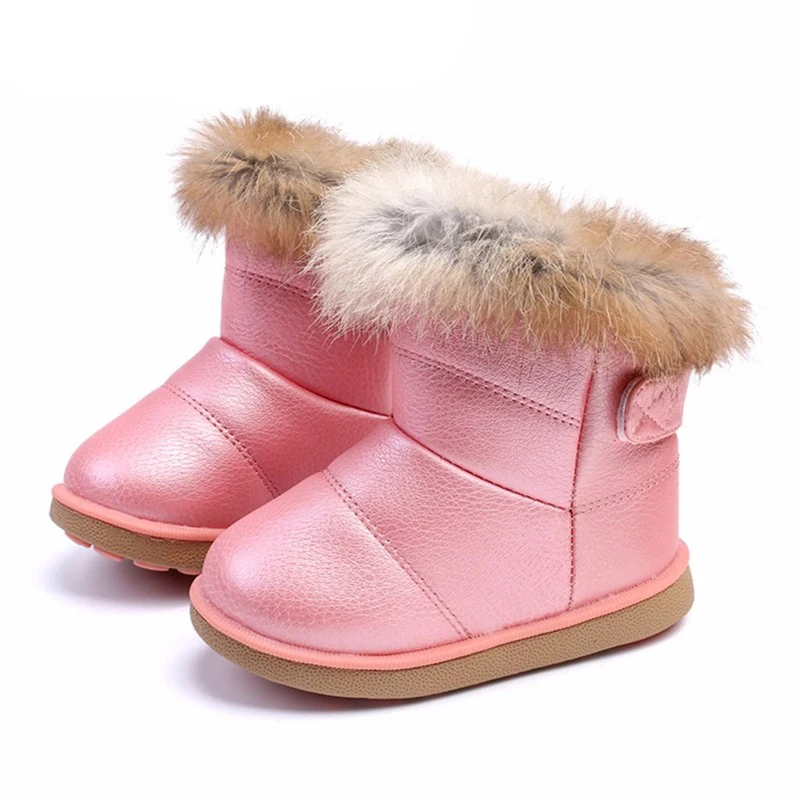 

Winter Toddler Baby Snow Boots Shoes Warm Plush Soft Bottom Baby Boys Girls Boots Leather Winter Snow Boots Kids Shoes