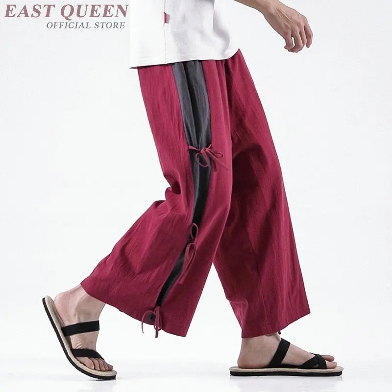 Мужская одежда из конопли мешковатые брюки-кимоно повседневные Прямые брюки