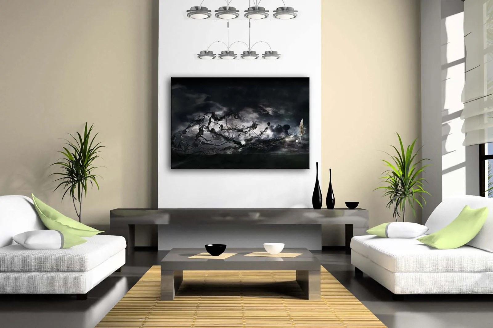 Framed Wall Art Pictures Abstract Ink Painting Canvas Print Music Posters With Wooden Frames For Home Living Room Decor | Дом и сад