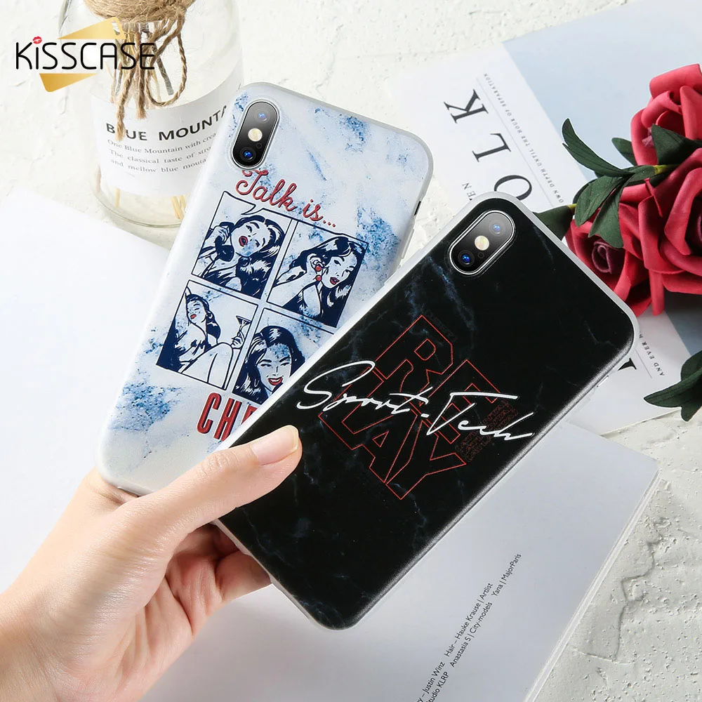 KISSCASE брендовый дизайн мраморный Мягкий силиконовый чехол для iPhone 7 8 6 6s Plus 3D Emboss X XS