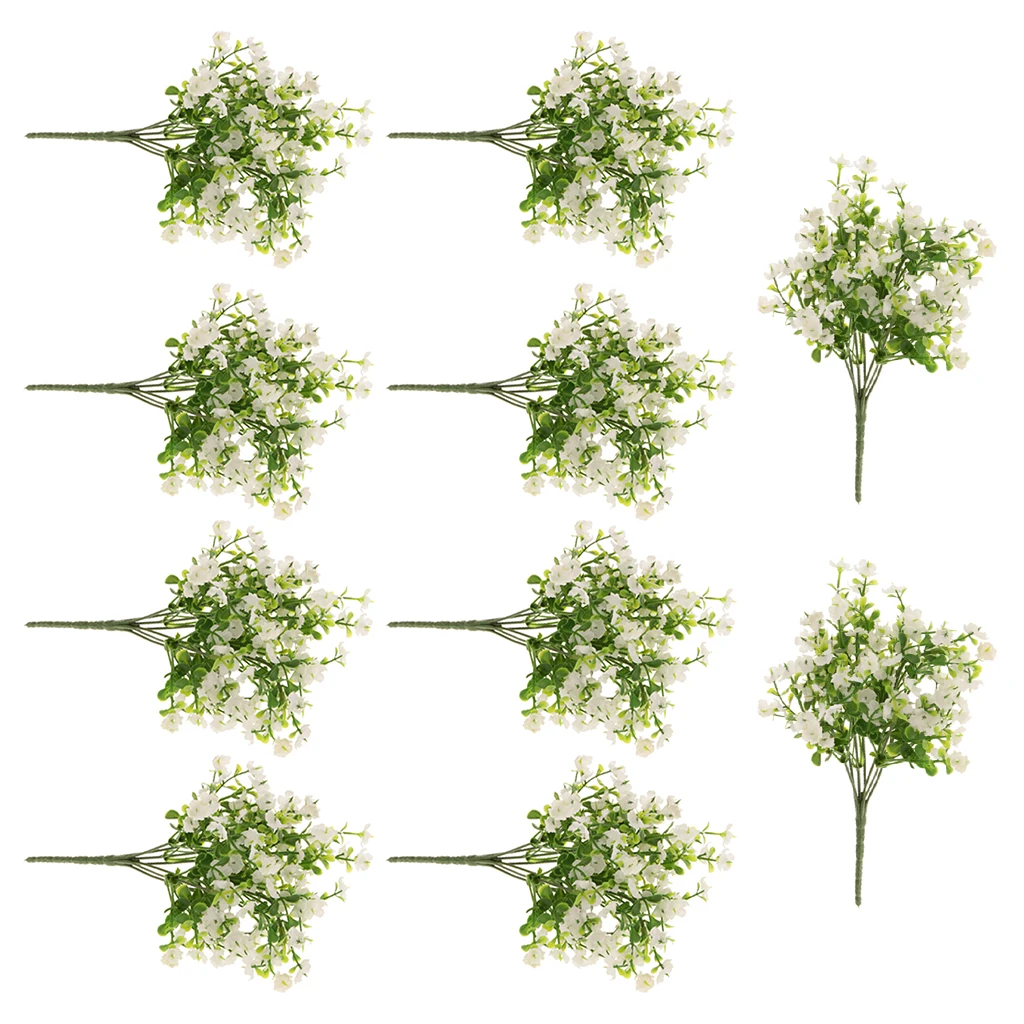 

10Pcs Artificial Gypsophila Bouquet Wedding Home Garden Faux Flower Decor White