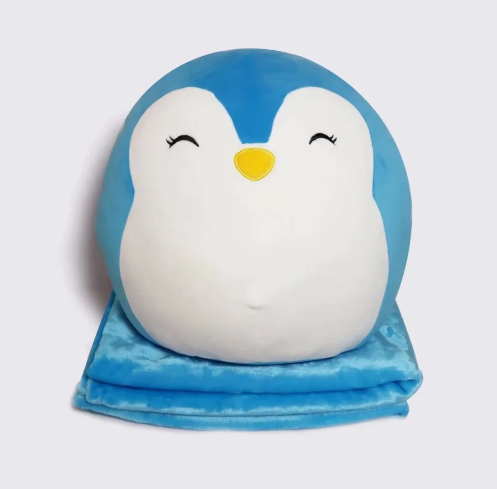 Милые толстые плюшевые подушки с изображением животных kawaii Кот Тоторо лягушка Пингвин собака свинья игрушки 2 в 1 Подушка Одеяло Рождественский подарок для детей