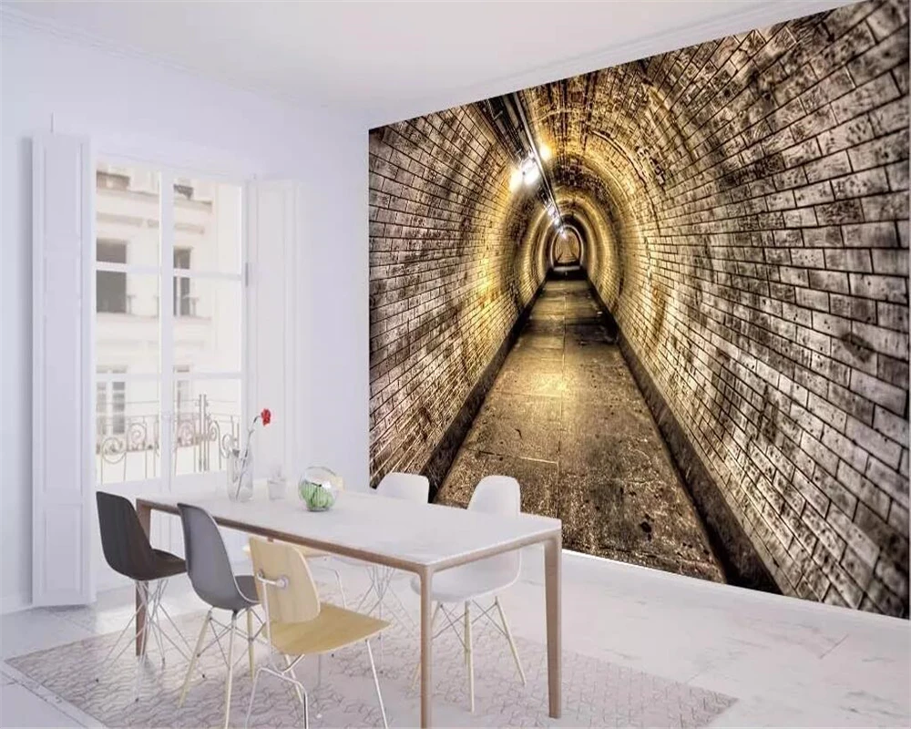 Wellyu пользовательские фотообои 3d обои промышленный ветер пещера кирпичная стена