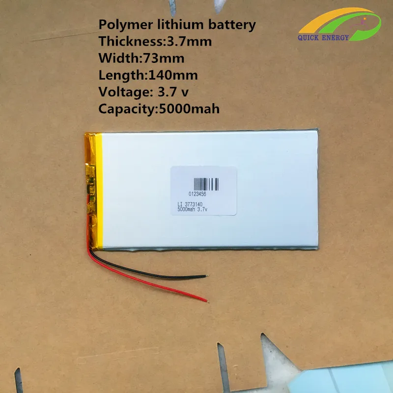 3.7V 5000mah 3773140 Polymer Lithium Li-Po Rechargeable Battery For GPS PSP DVD PAD DIY E-book Tablet PC Power bank | Электроника