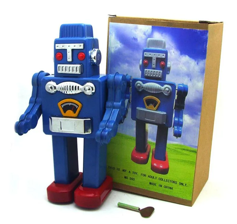

Vintage Retro Robot Tin toys Classic Clockwork Wind Up Robot Model Collection Tin Toy For Adult Kids Collectible Gift 13x9x23CM